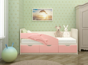 Кровать детская 2,0м Дельфин (Розовый металлик) в Станционно-Ояшинском - stancionno-oyashinskij.mebel54.com | фото
