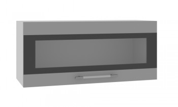Норд ШВГС 800 Шкаф верхний горизонтальный со стеклом (Софт черный/корпус Белый) в Станционно-Ояшинском - stancionno-oyashinskij.mebel54.com | фото